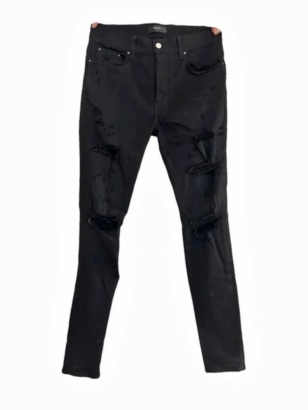 AMIRI Distressed Skinny Jeans Black Waist 32